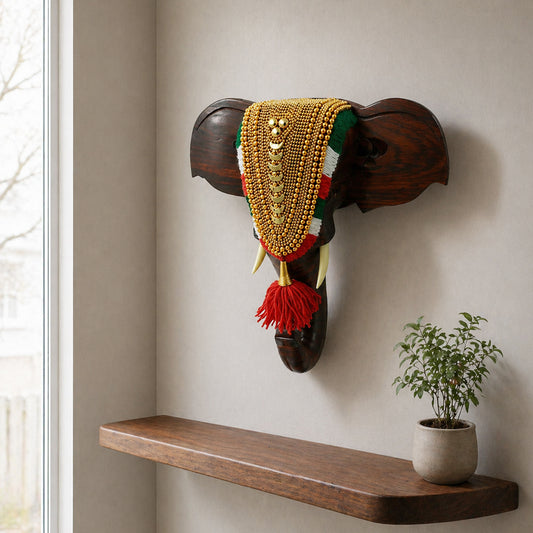 Elephant Head with Nettipattam Mahogany