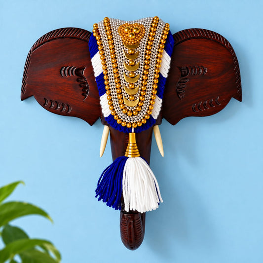 Royal Elephant Wall Art with Nettipattam ( Gold & Silver )