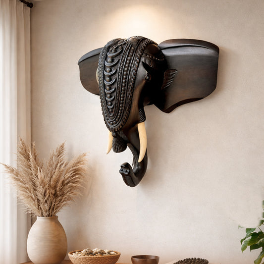 Carved Elephant Head - Mahogany Wood