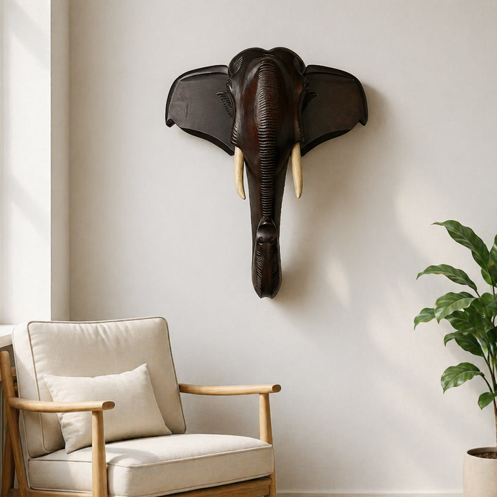 Classic Elephant Head (Mahogany Wood)