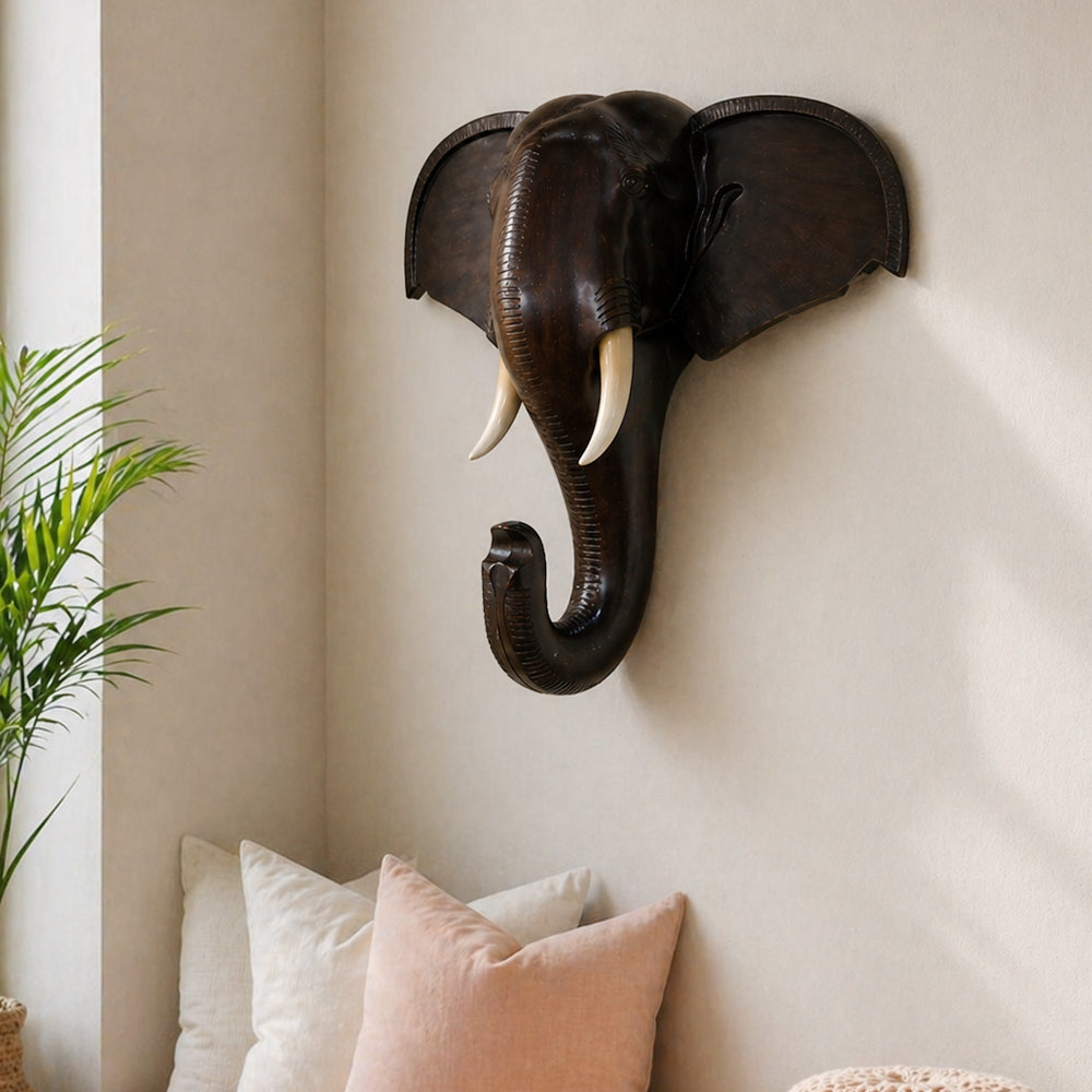 Classic Elephant Head (Mahogany Wood)