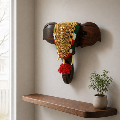 Elephant Head with Nettipattam Mahogany