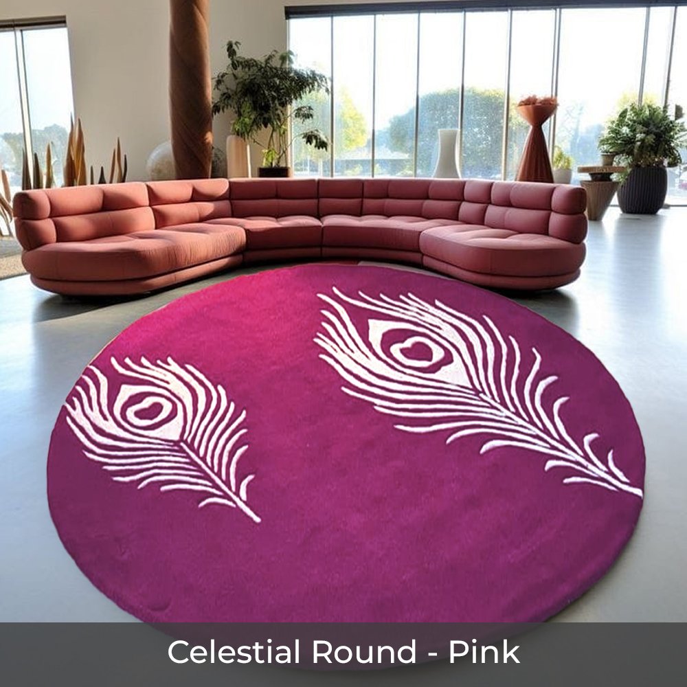 Celestial Round - Custom made Hand Tufted Premium New Zealand Wool Carpet - 9 x 9 ft, Celestial Pink