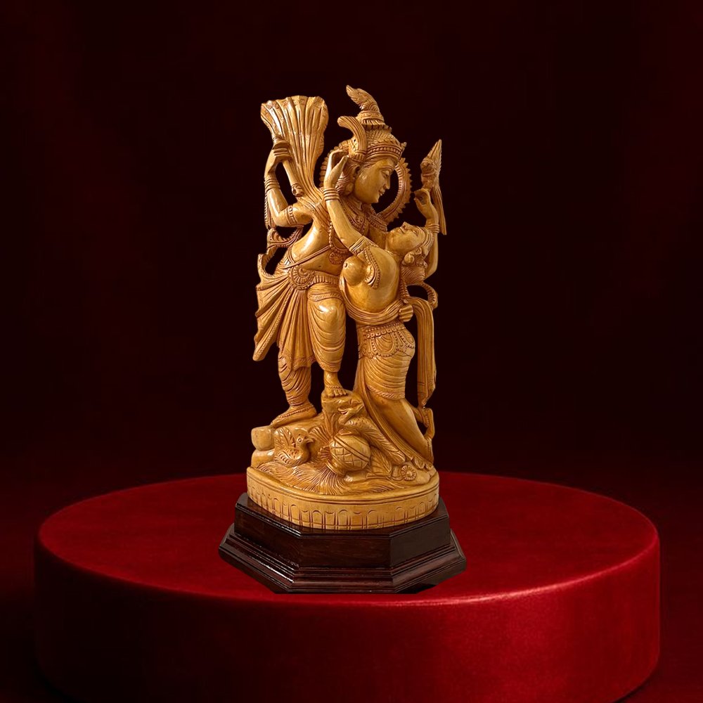 Radha Krishna – Handcrafted White Wood Idol (24 inches)