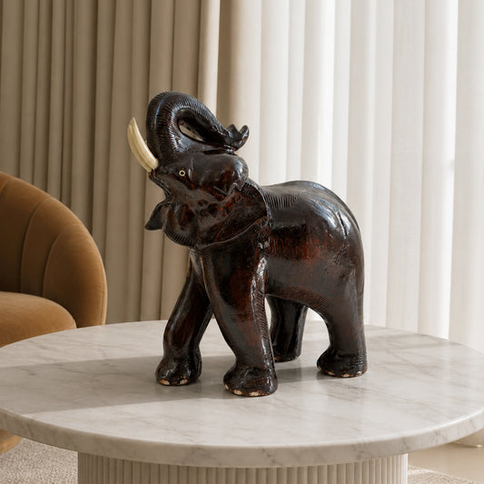 Saluting Elephant (Mahogany Wood)