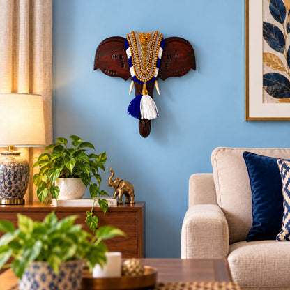 Royal Elephant Wall Art with Nettipattam ( Gold & Silver )