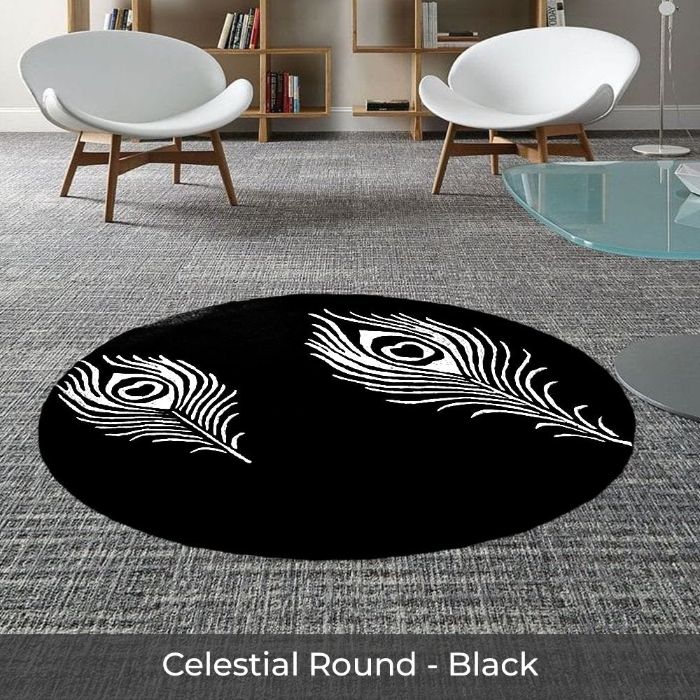 Celestial Round - Custom made Hand Tufted Premium New Zealand Wool Carpet - 9 x 9 ft, Celestial Black
