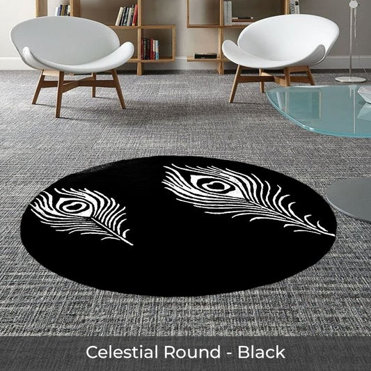 Celestial Round - Custom made Hand Tufted Premium New Zealand Wool Carpet - 9 x 9 ft, Celestial Black