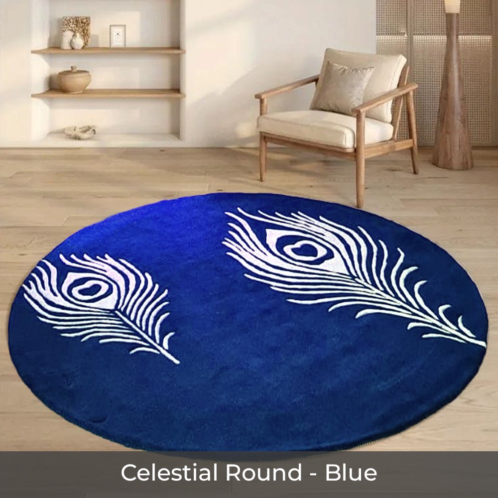 Celestial Round - Custom made Hand Tufted Premium New Zealand Wool Carpet - 9 x 9 ft, Celestial Blue