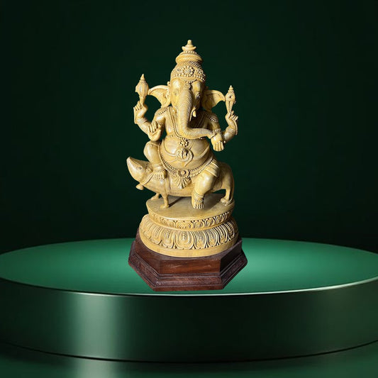 Mooshika Vahana Ganesha 20 inches – White Wood Marvel