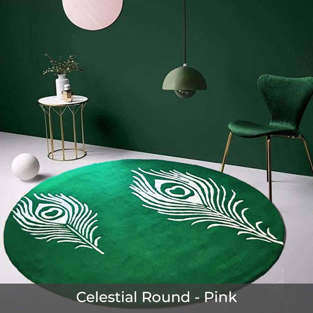 Celestial Round - Custom made Hand Tufted Premium New Zealand Wool Carpet - 9 x 9 ft, Celestial Green