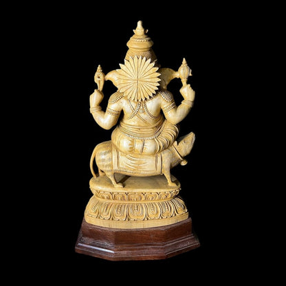 Mooshika Vahana Ganesha 20 inches – White Wood Marvel